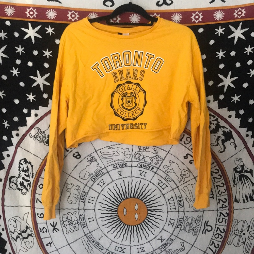Yellow H&M Long Sleeve Crop Top Toronto Bears